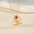 Personalizado Highland Cow Birthstone Heart Necklace Minimalista Joyería Cumpleaños Día de la Madre Aniversario Regalo para Mujer Mamá