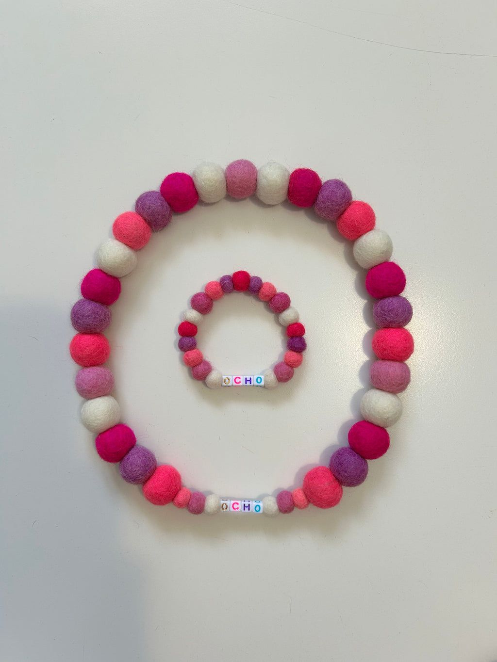 Baby Pink Mix - Personalised Pom Pom Dog Collar