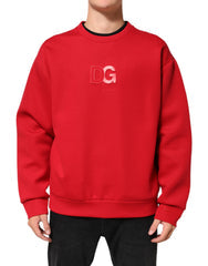 Red Dg Logo Crew Neck Men Sweatshirt Sweater Cotton Nylon Clothing
