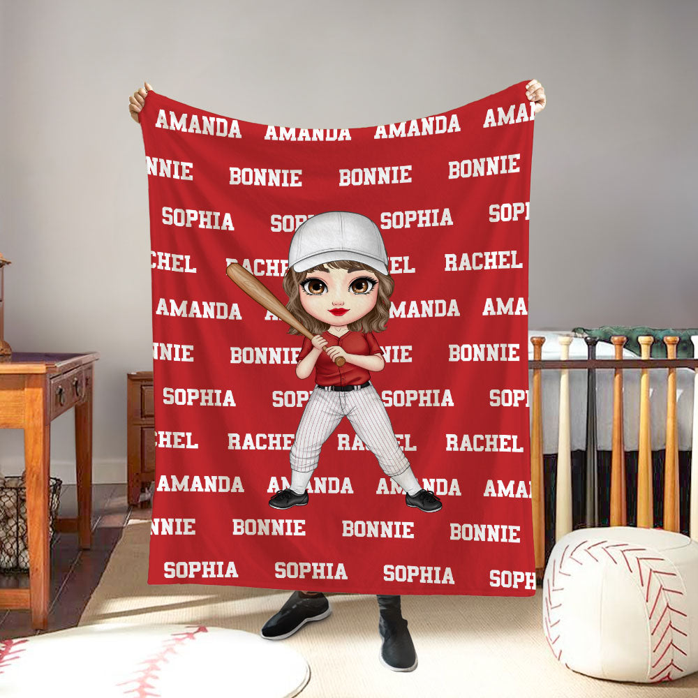 Personalizado Multicolor Tenis Cricket Ball Cartoon Character Soft Throw Blanket with 1-11 Names Home Decor Birthday Gift for Sports Lovers