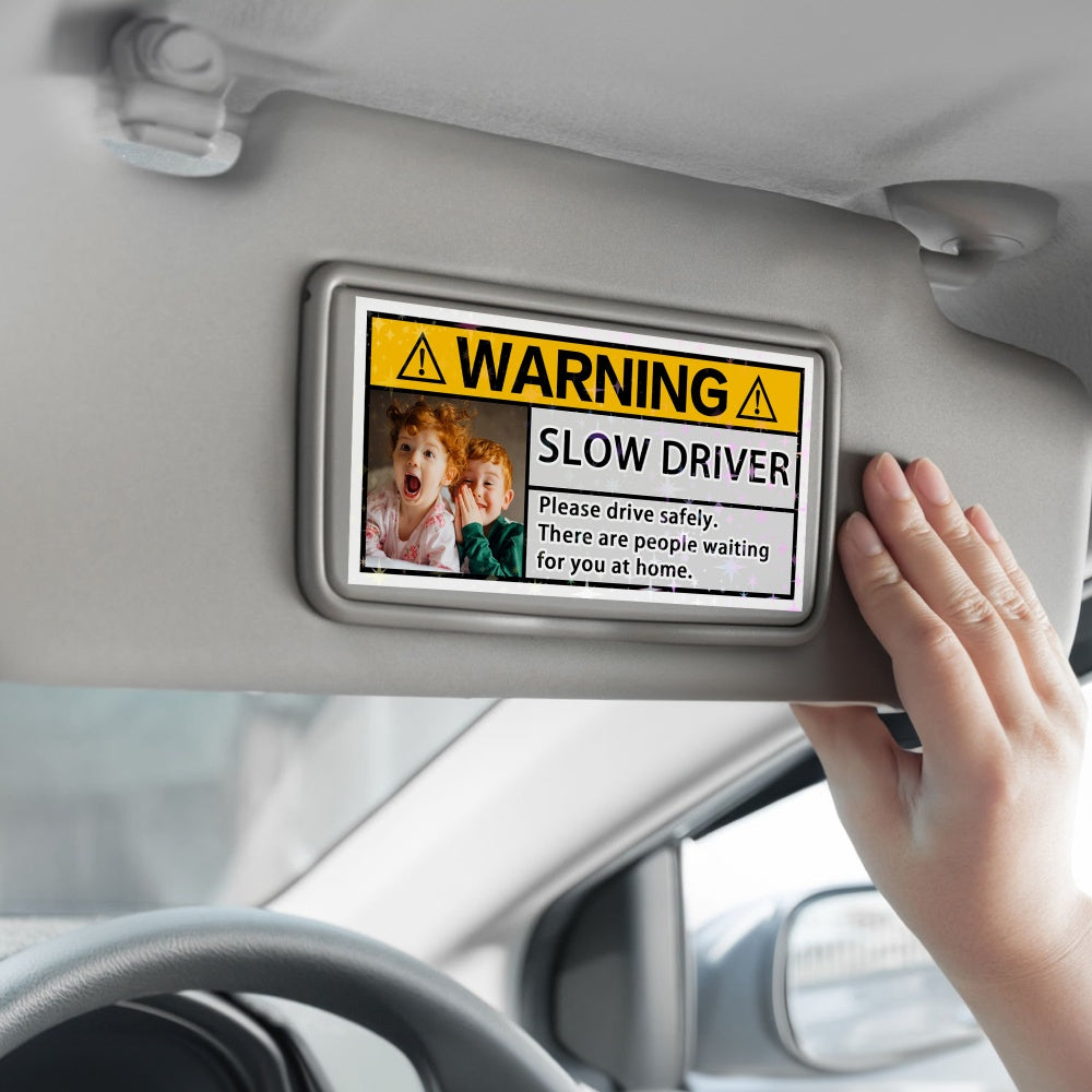 Foto personalizada Conductor Lento Adhesivo Impermeable Advertencia Decoración del Coche Accesorio Regalo del Día del Padre para el Propietario del Coche