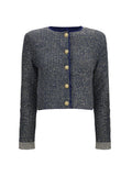 Balmain Sequin-Embellished Knit Cardigan — Navy