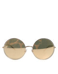 Women's Gla1452 Gold Metal Round Sunglasses