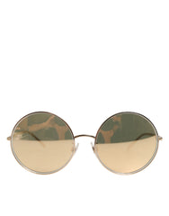 Women's Gla1452 Gold Metal Round Sunglasses