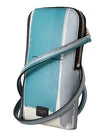 Men's Blue Leather Cross Body Neck Strap Card Slot Phone Pocket Bag