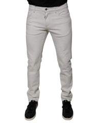 White Cotton Stretch Skinny Men Denim Jeans Co+02 Clothing