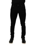 Black Cotton Stretch Slim Fit Men Denim Jeans Co+02 Clothing
