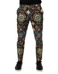 Multicolor Stained Glass Window Style Print Men Pants Co+03