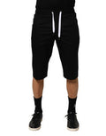 Black Cotton Stretch Men Bermuda Shorts Co+03