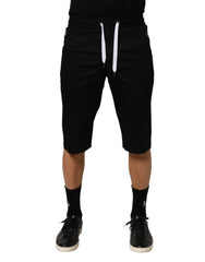 Black Cotton Stretch Men Bermuda Shorts Co+03