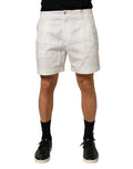 White Cotton Mid Waist Men Bermuda Shorts Co+01