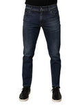 Blue Cotton Stretch Skinny Men Denim Jeans Co+02+pu Clothing