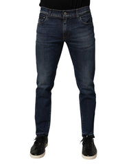 Blue Cotton Stretch Skinny Men Denim Jeans Co+02+pu Clothing