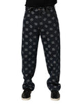 Blue Logo Print Straight Denim Men Jeans Co+02 Clothing