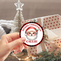 Personalizado Feliz Navidad Santa Claus Juego de 2 pegatinas a prueba de agua con el nombre de Navidad Fiesta de Regalos para Niños Familia Amigos