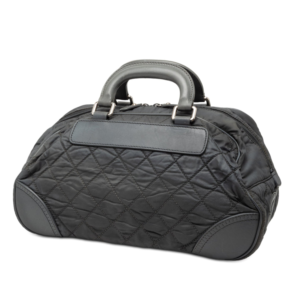 Paris New York Quilted Nylon Duffle Handbag