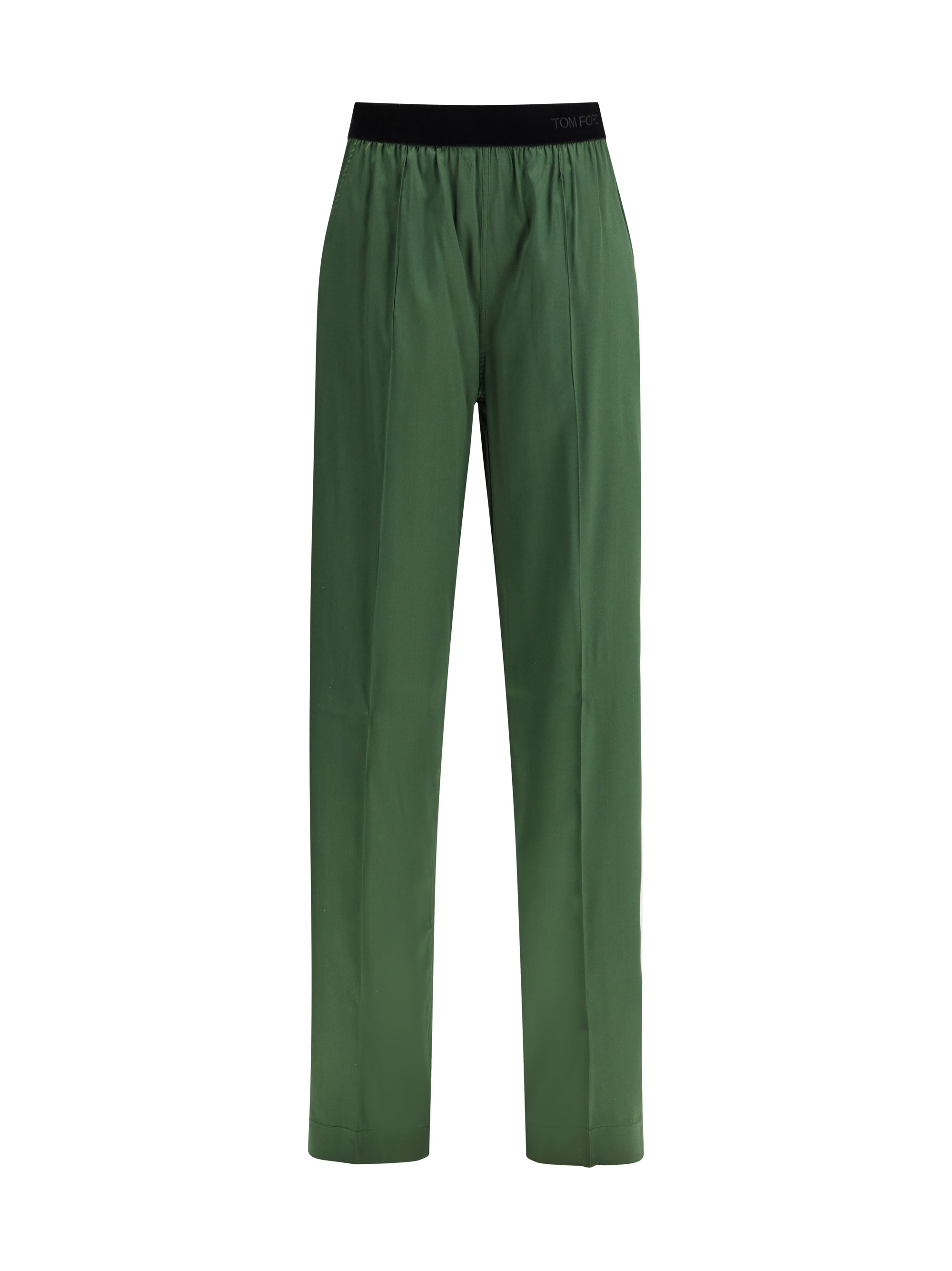 Tom Ford Stretch Silk Satin Trousers — Green
