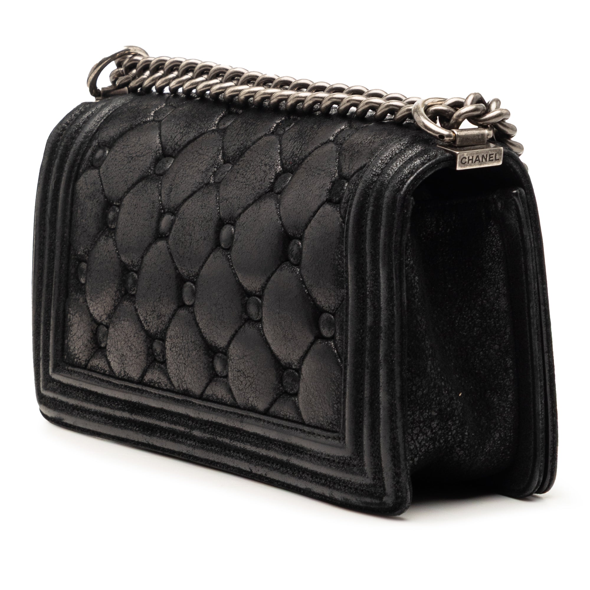 Old Medium Quilted Suede Chesterfield Boy Flap