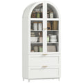 71" Tall Arched Kitchen Pantry Cabinet, Farmhouse Freestanding Kitchen Storage Cabinet, White