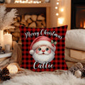 Personalizado Feliz Navidad Cute Cartoon Santa Claus Plaid Throw Pillow Cover with Name Home Decor Christmas Gift for Kids