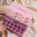 Personalizado Nacimiento Flor Multi-Compartimentos Joyero Terciopelo con Nombre Uso Diario Cumpleaños Día de la Madre Regalo para Mujer Mamá