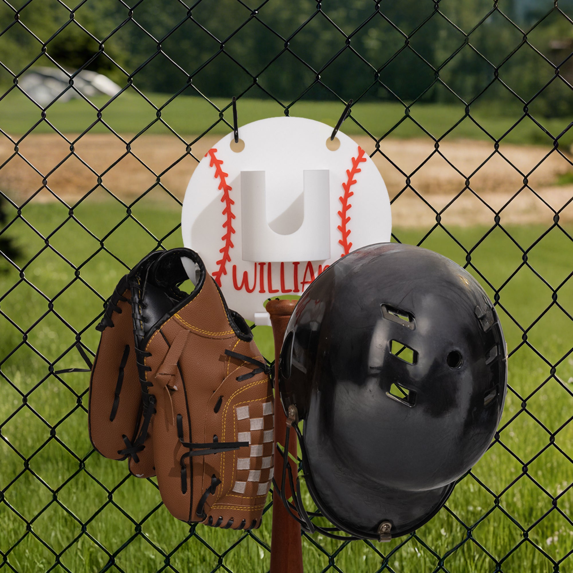 Personalizado 3D Impreso Béisbol Softbol Dugout Organizador Soporte Colgante con Nombre y Número Accesorios Deportivos Regalo de Equipo para Amante de la Pelota
