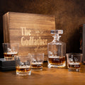 Decantador de whisky El Padrino personalizado Caja de madera con nombre Regalo de cumpleaños para los amantes del whisky