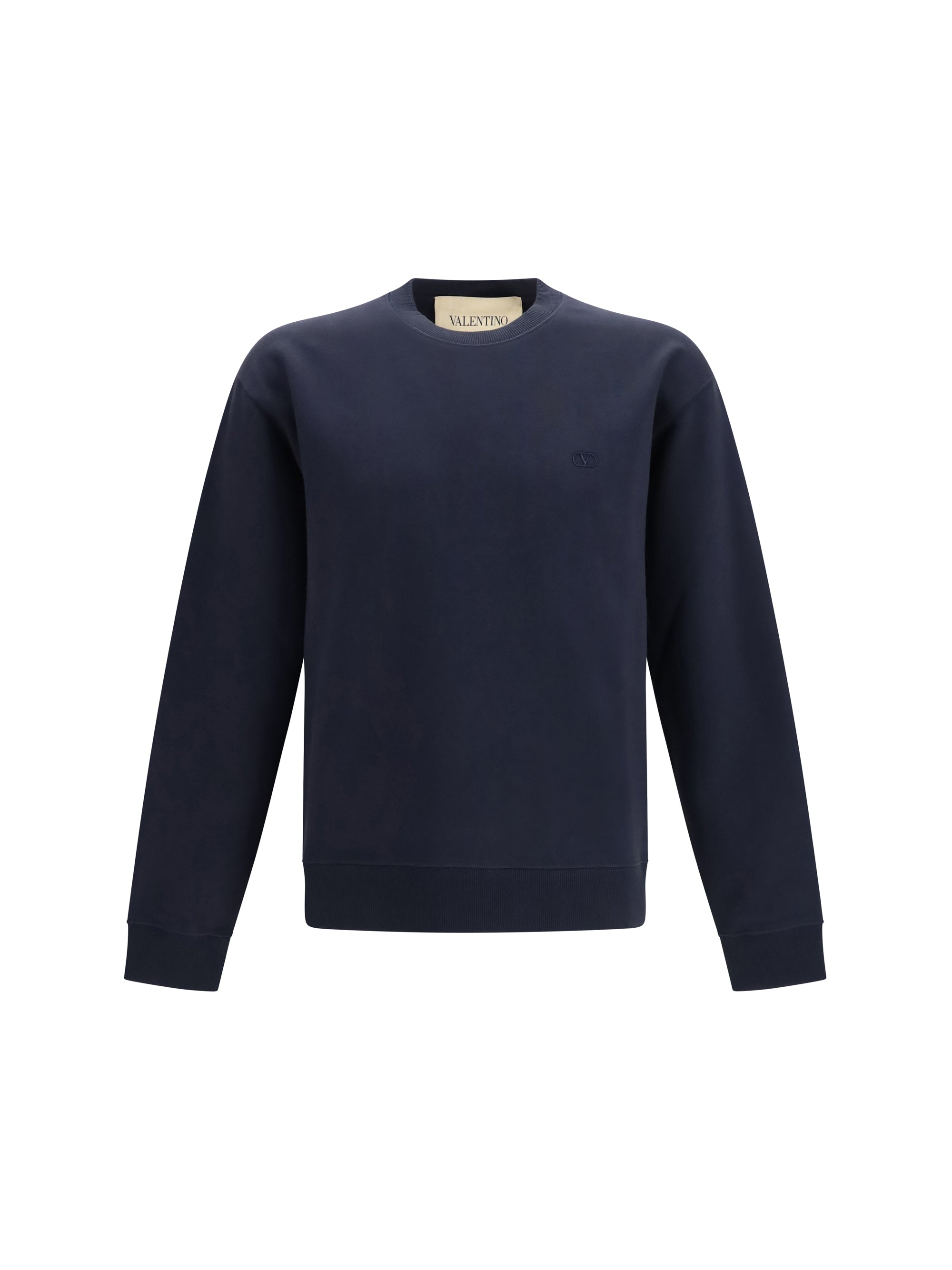Valentino Logo-Embroidered Cotton Sweatshirt — Navy