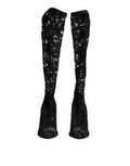 Women's Black Pumps Taormina Lace Socks Boots Shoes Elastane
