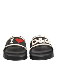 Women's Black Rubber Slides Sandals Beachwear Shoes