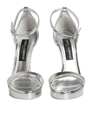 Women's Silver Leather Platform Keira Sandals Shoes Pl+pu