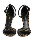 Women's Gold Leopard Ankle Strap Heels Sandals Shoes Pa+pe+pl+pu+vi
