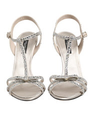 Women's Silver Strass Ankle Strap Heels Sandals Shoes Se+vi+goat