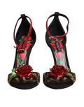 Women's Brown Leopard Crystal Roses Sandals Shoes Pl+se+vi+goat