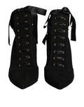 Women's Lace-Up Stiletto Boot Black Goat