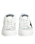 Women's White Leather Graffiti Low Top Sneakers Shoes 100lf