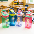 Botella de agua de 16 oz con pajita de silicona y asa personalizada con el nombre del niño o niña de dibujos animados Regalo de cumpleaños de vuelta al cole para niños
