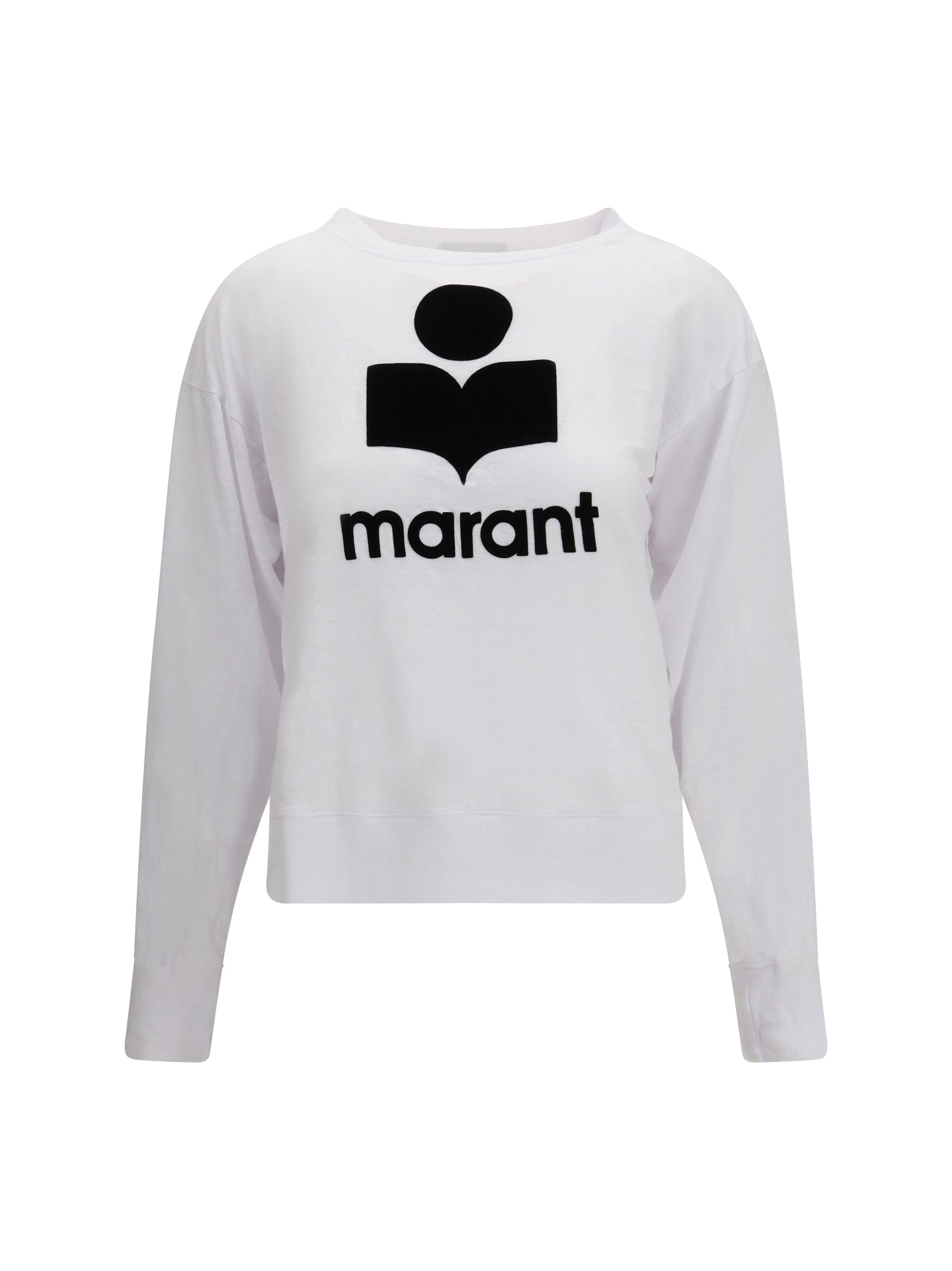 Marant Etoile Logo-Embroidered Linen Sweatshirt — White