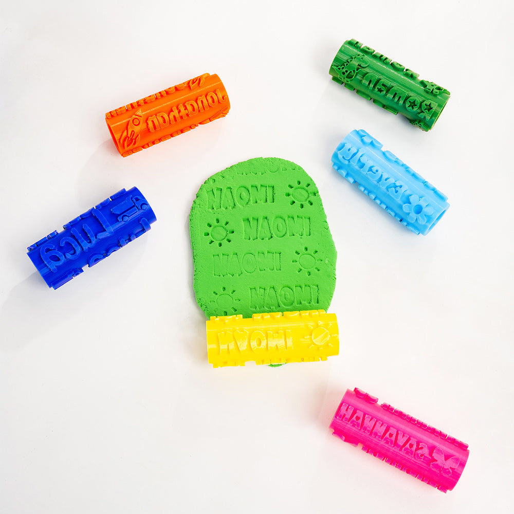 Rodillo de plastilina multicolor personalizado con dibujo de dibujos animados en 3D y nombre Juguetes de manualidades Regalo de cumpleaños para niños en edad preescolar