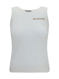 Balenciaga Logo-Embroidered Tank Top — White