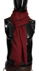 Men's Red Dg Crown Cashmere Silk Shawl Fringe Wrap Scarf