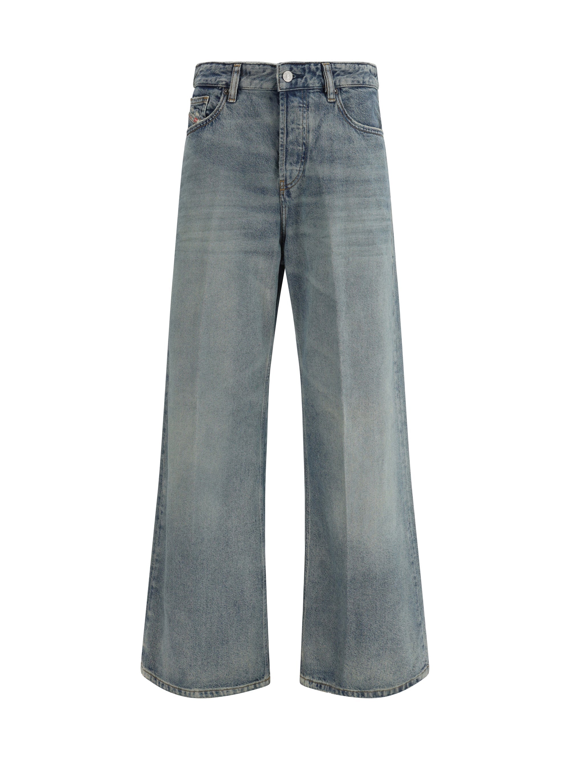 Diesel Wide-Leg Denim Jeans — Gray