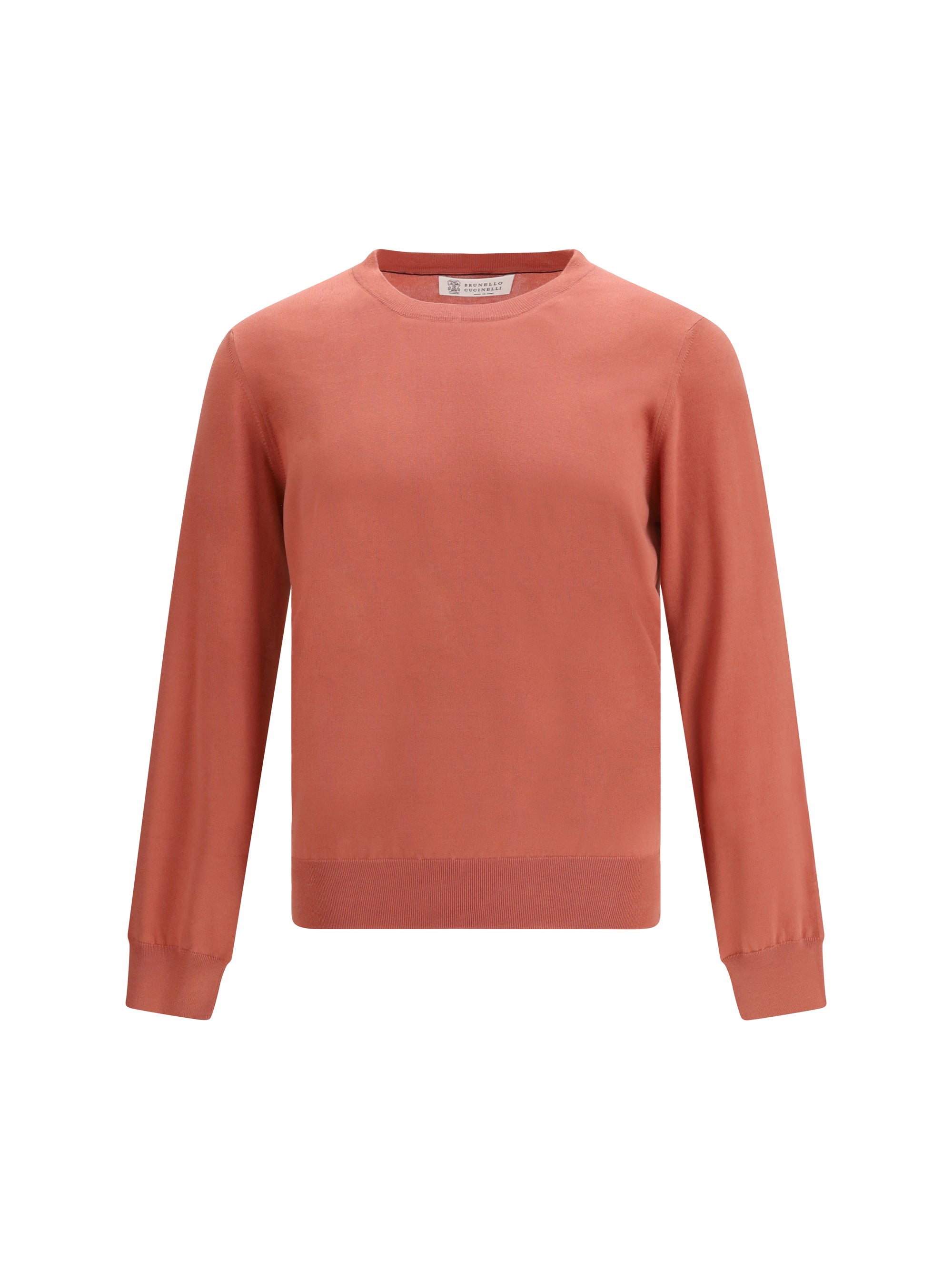 Brunello Cucinelli Crewneck Cotton Sweater — Orange