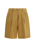 Forte_forte Slubbed Linen and Viscose Bermuda Shorts — Gold
