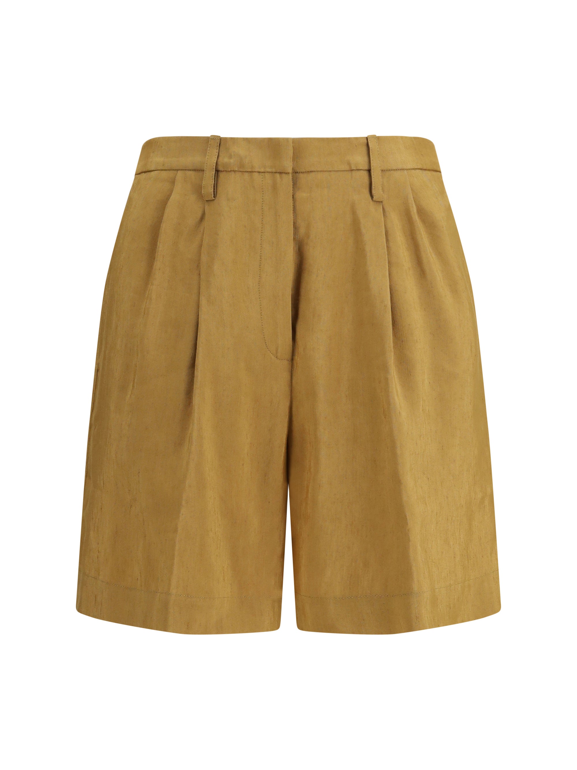 Forte_forte Slubbed Linen and Viscose Bermuda Shorts — Gold