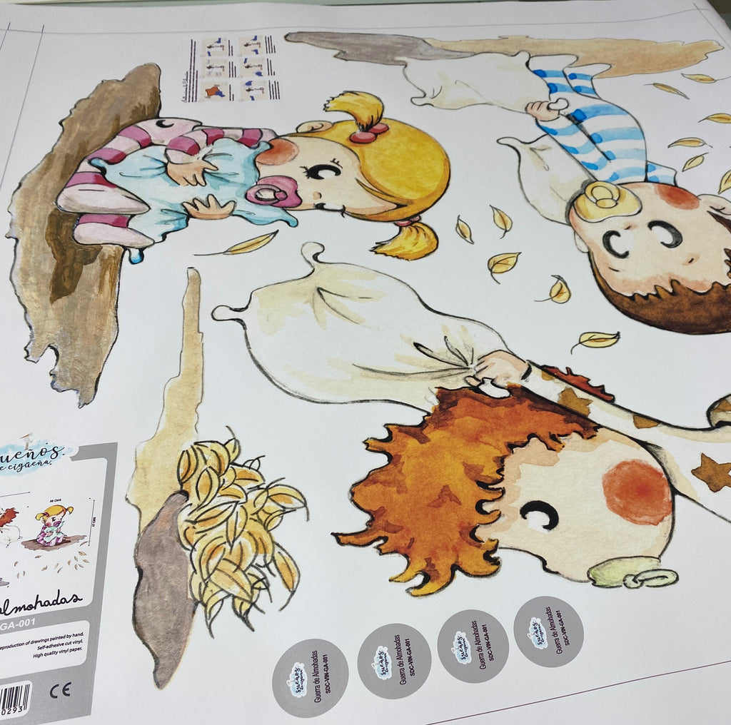 Vinilo Decorativo Infantil GUERRA DE ALMOHADAS