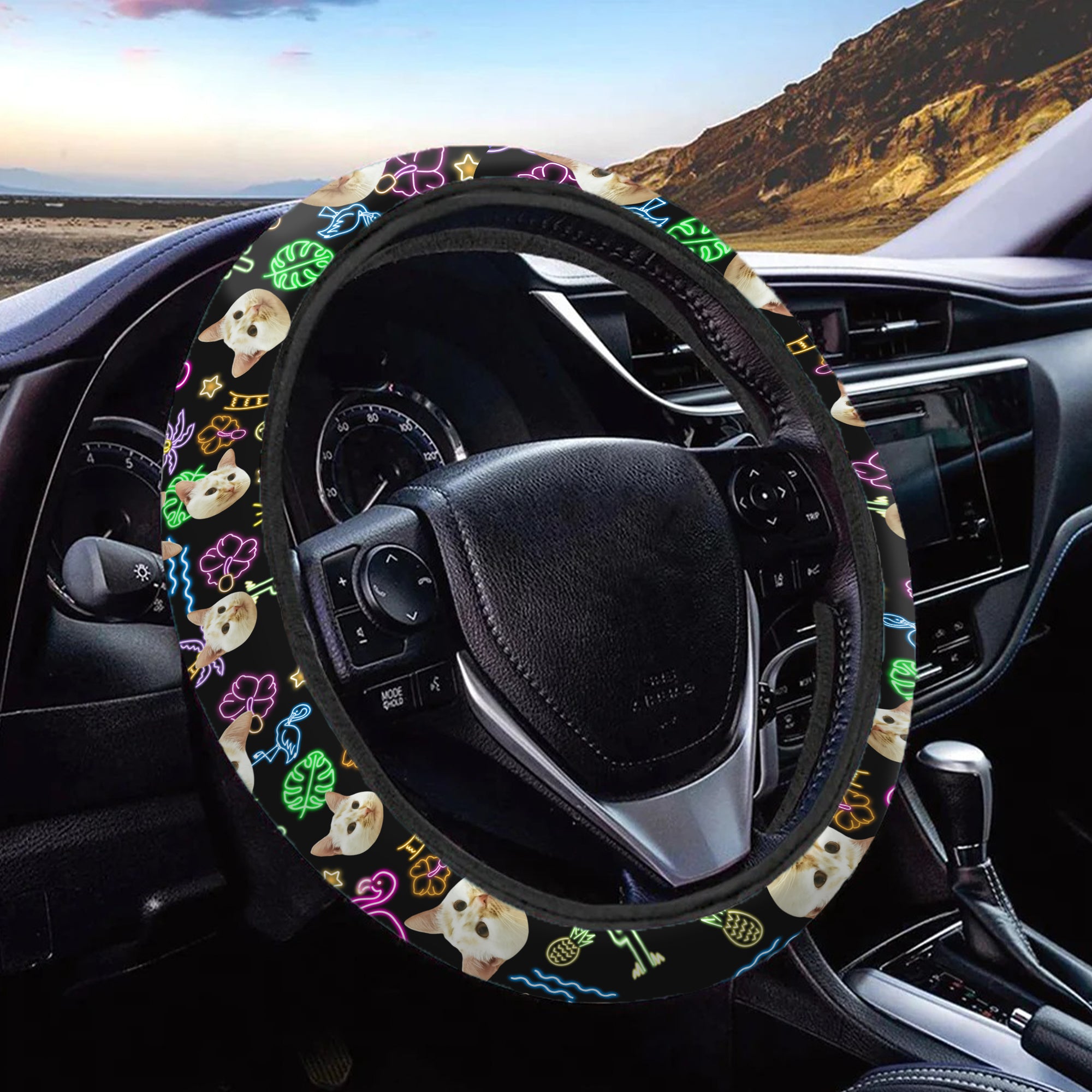 Funda antideslizante personalizada para el volante del coche con 1-3 fotos de mascotas Accesorios de coche Regalo de cumpleaños para el propietario del coche