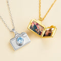 Personalizada de la Cámara de Piedra de Nacimiento Doble Foto Collar Relicario Dainty Joyería Cumpleaños Aniversario Regalo para Mamá Mujer