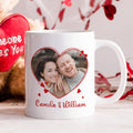 Taza de Café de Cerámica con Nombres Personalizada con Foto Línea Corazón 11 oz 15 oz Uso Diario Regalo de San Valentín para Parejas