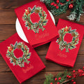 Servilleta navideña personalizada con lazo a cuadros roja de 100% algodón con nombre regalo de Navidad para familia y amigos